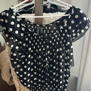 Fun & Flirt Black and White Polka Dot Blouse